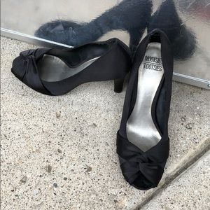 Black satin heels